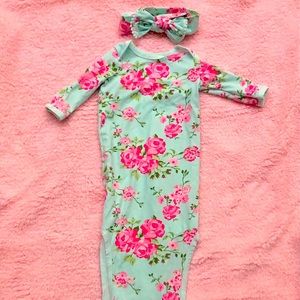 Baby Essentials 3 months floral gown with headband